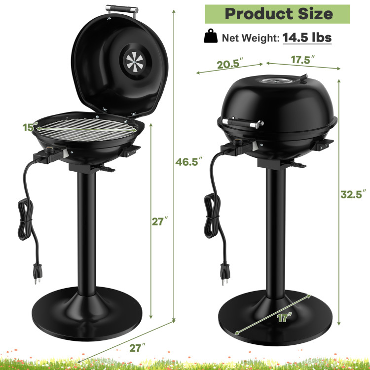 Costway Smokeless Electric Grill Portable Nonstick BBQ w/ Turbo Smoke  Extractor 