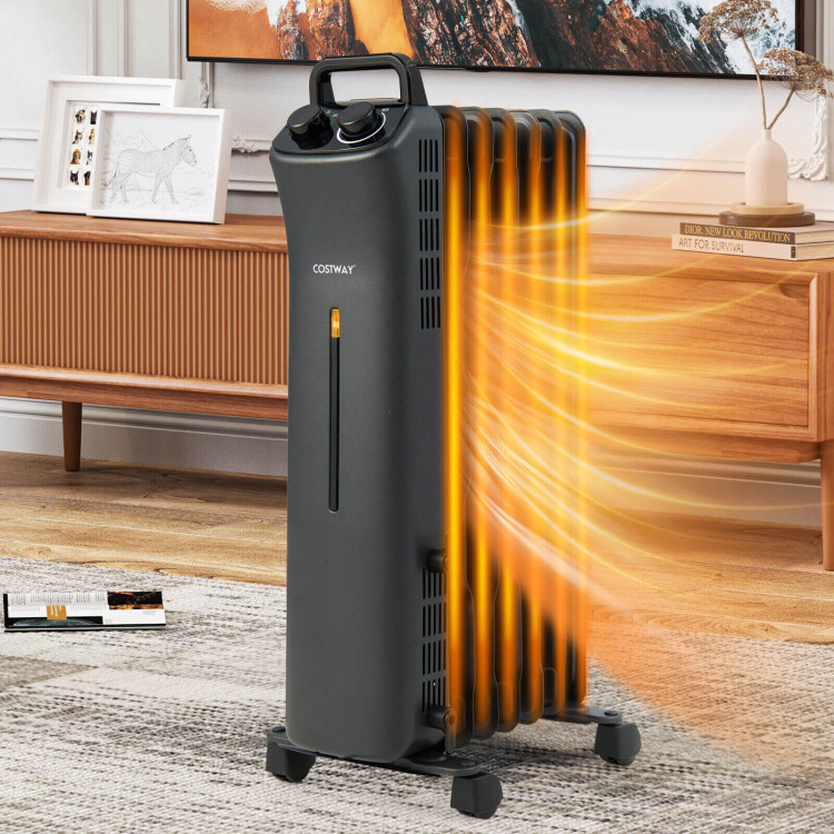 1500W Oil Filled Space Heater with 3-Level HeatCostway Gallery View 6 of 10