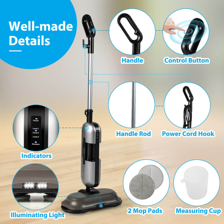 1100W Handheld Detachable Steam Mop with LED HeadlightsCostway Gallery View 10 of 10