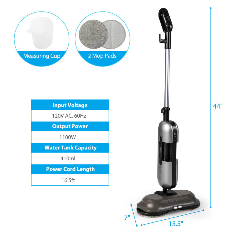 1100W Handheld Detachable Steam Mop with LED HeadlightsCostway Gallery View 4 of 10