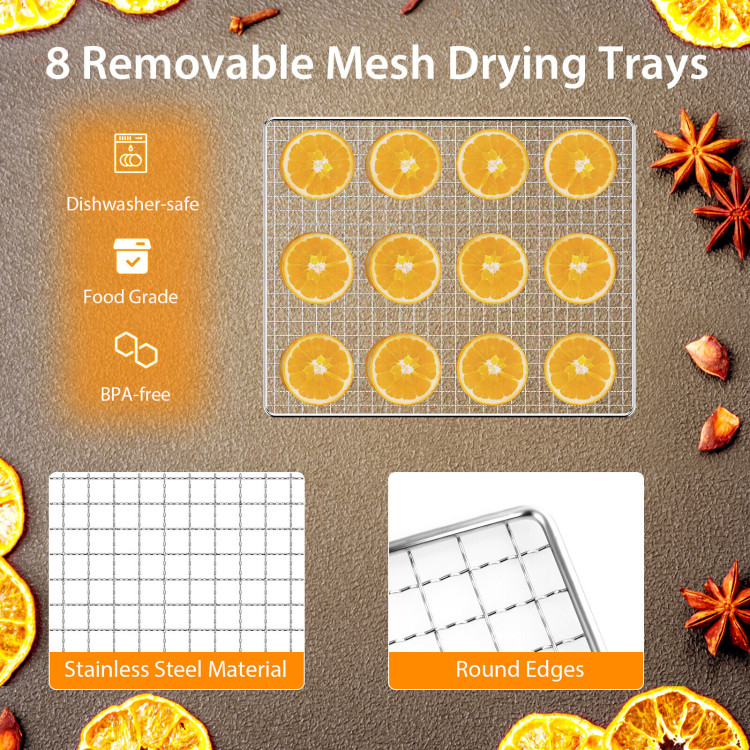 Costway 10 Trays Stainless Steel Food Dehydrator Fruit Dryer – Kitchen Oasis