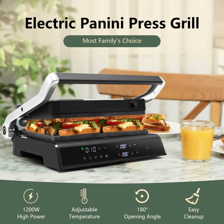 3-in-1 Electric Panini Press Grill with Non-Stick Coated PlatesCostway Gallery View 3 of 10