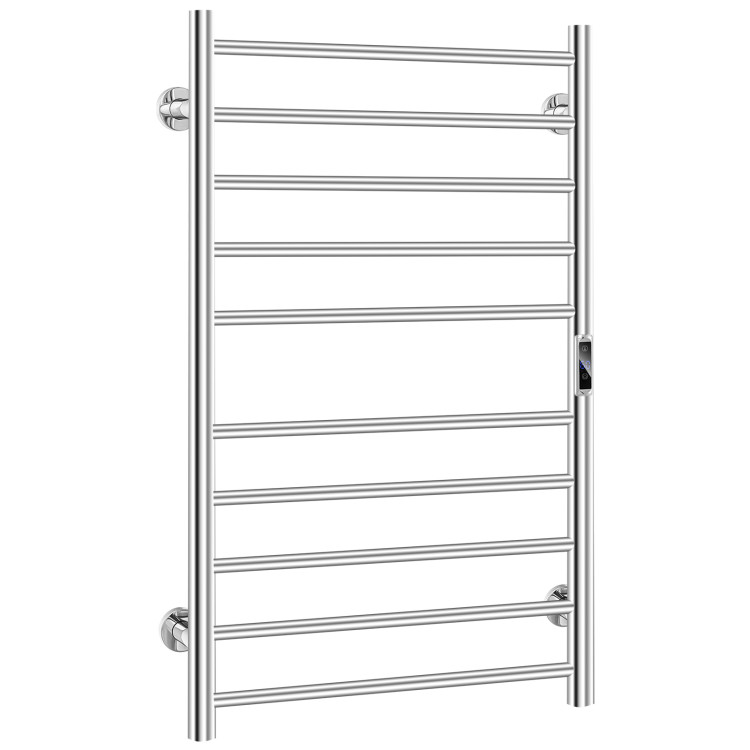 10-bar Heated Wall Mounted Towel Warmer with Timer-SilverCostway Gallery View 1 of 10