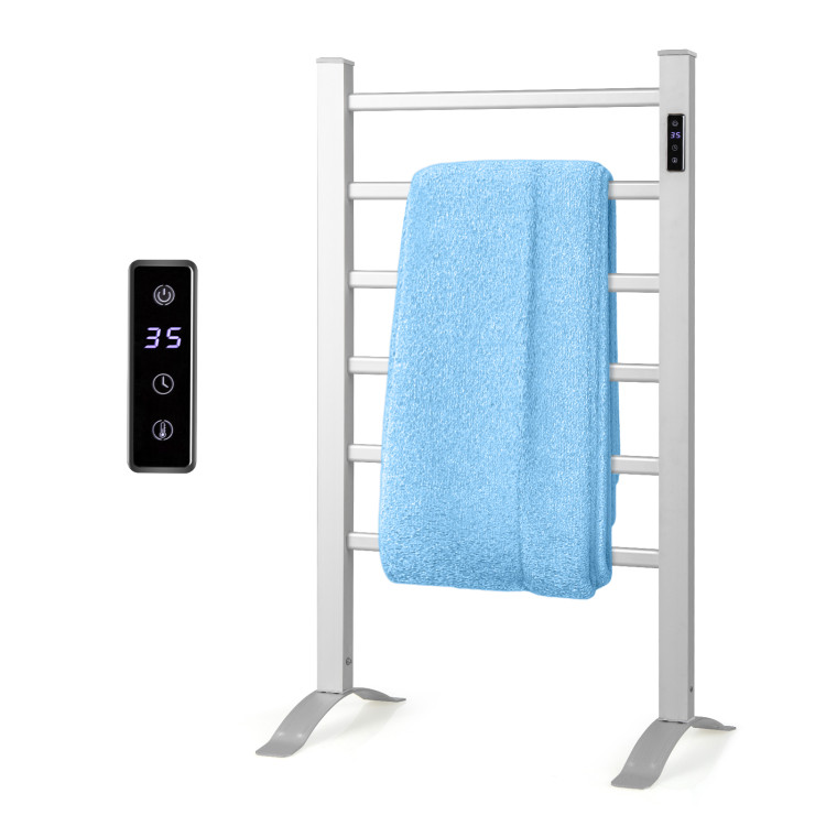 Costway 10 Bar Wall Mounted Towel Warmer Electric Drying Rack Stainless  Steel w/ Timer 