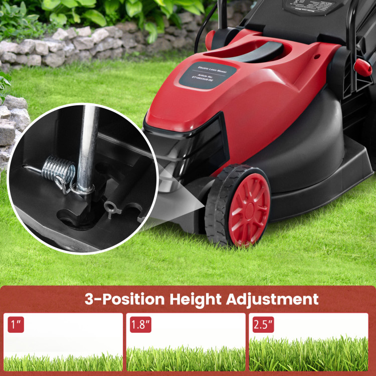 12 Amp Electric Lawn Mower，with Collection Box Push Mower Adjustable Height  13-Inch Reel Mower : : Patio, Lawn & Garden