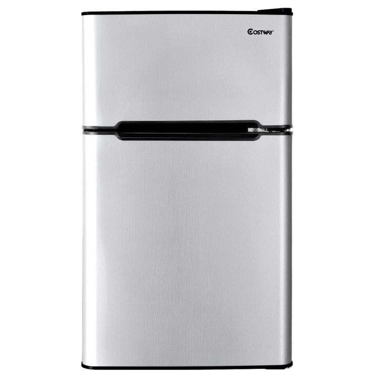 3.2 cu ft. Compact Stainless Steel Refrigerator-GrayCostway Gallery View 9 of 14