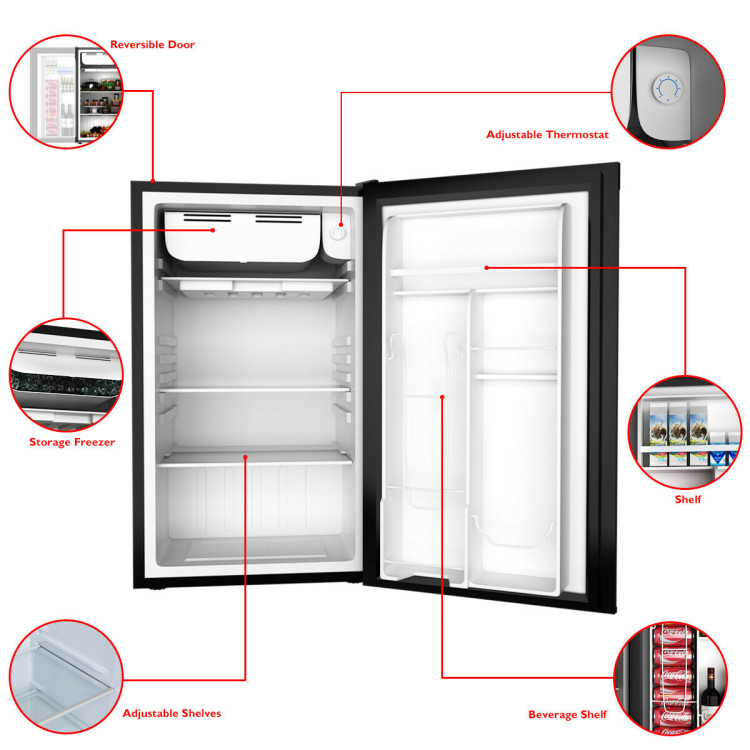 3.2 cu.ft. Mini Dorm Compact Refrigerator -BlackCostway Gallery View 5 of 8