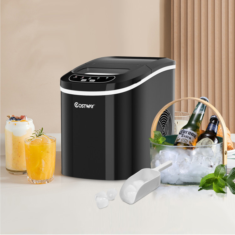 Mini Portable Compact Electric Ice Maker Machine-BlackCostway Gallery View 6 of 11