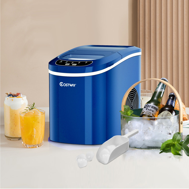 Mini Portable Compact Electric Ice Maker Machine-Navy - Kitchen - Kitchen Appliances - Ice Makers - - Costway