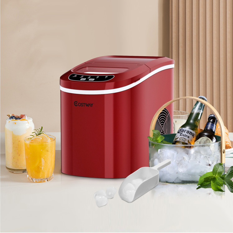 Mini Portable Compact Electric Ice Maker Machine-RedCostway Gallery View 6 of 11