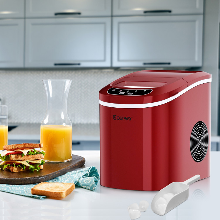Mini Portable Compact Electric Ice Maker Machine-RedCostway Gallery View 2 of 11