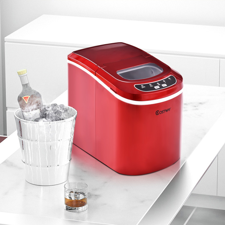 Mini Portable Compact Electric Ice Maker Machine-RedCostway Gallery View 7 of 11