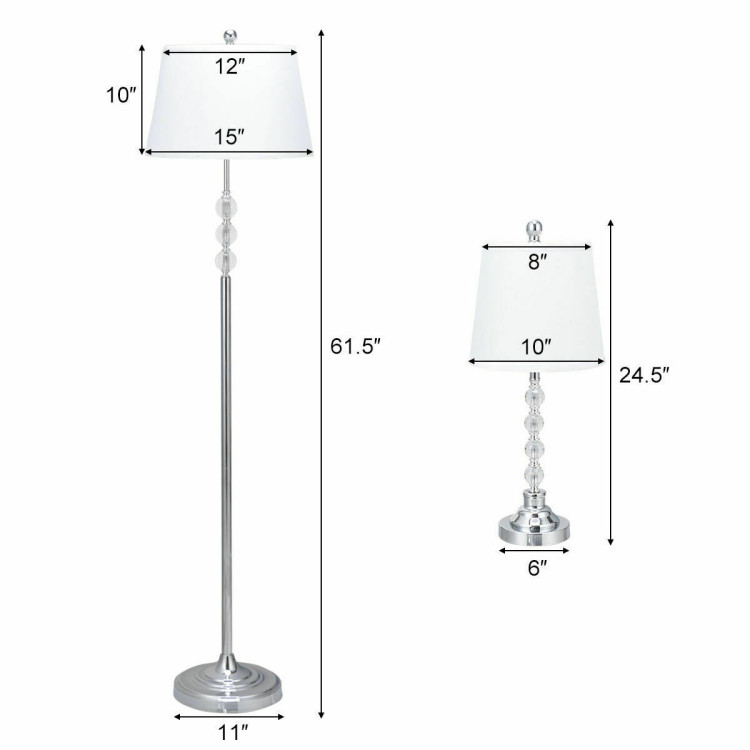3-Piece Floor Lamp and Table Lamps SetCostway Gallery View 4 of 12