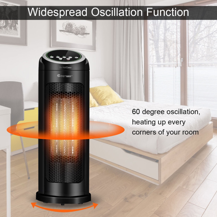 1500 W LED Portable Oscillating PTC Ceramic Space HeaterCostway Gallery View 3 of 12