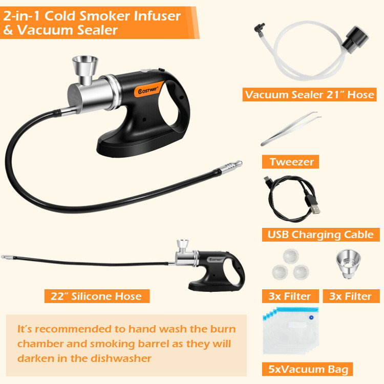 Handheld Cold Smoking Infuser Vacuum Sealer with USB CableCostway Gallery View 4 of 12