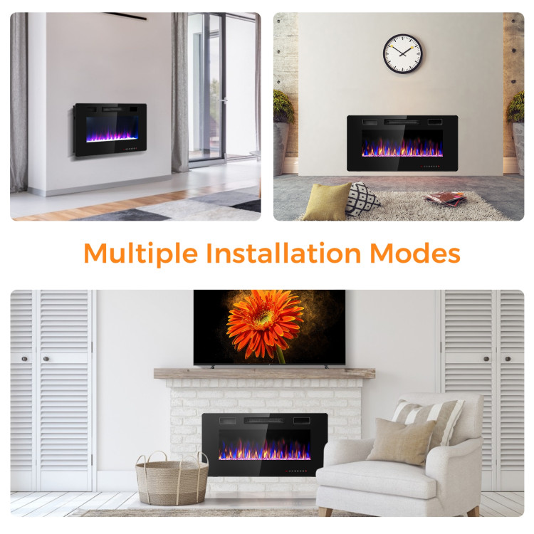 36 Inch Ultra Thin Wall Mounted Electric FireplaceCostway Gallery View 9 of 13