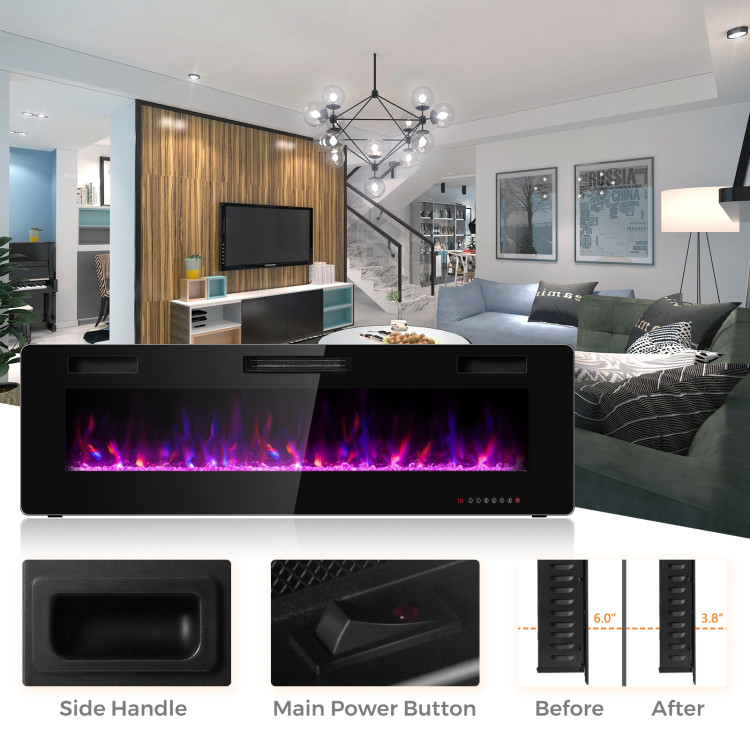 60 Inch Ultra Thin Electric Fireplace with 2 Heat SettingsCostway Gallery View 14 of 14