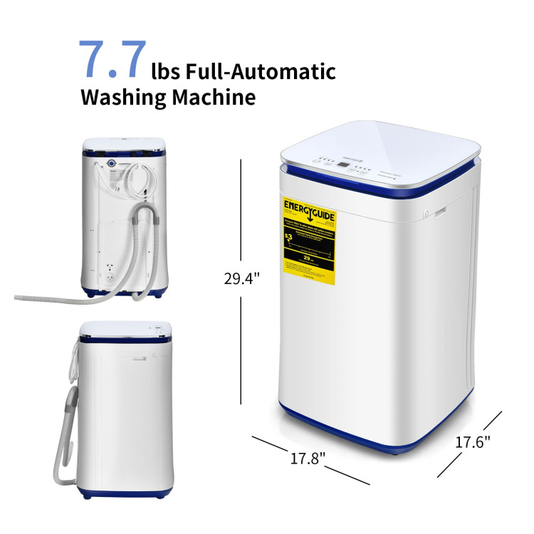 7.7 lbs Compact Full Automatic Washing Machine with Heating Function PumpCostway Gallery View 5 of 14