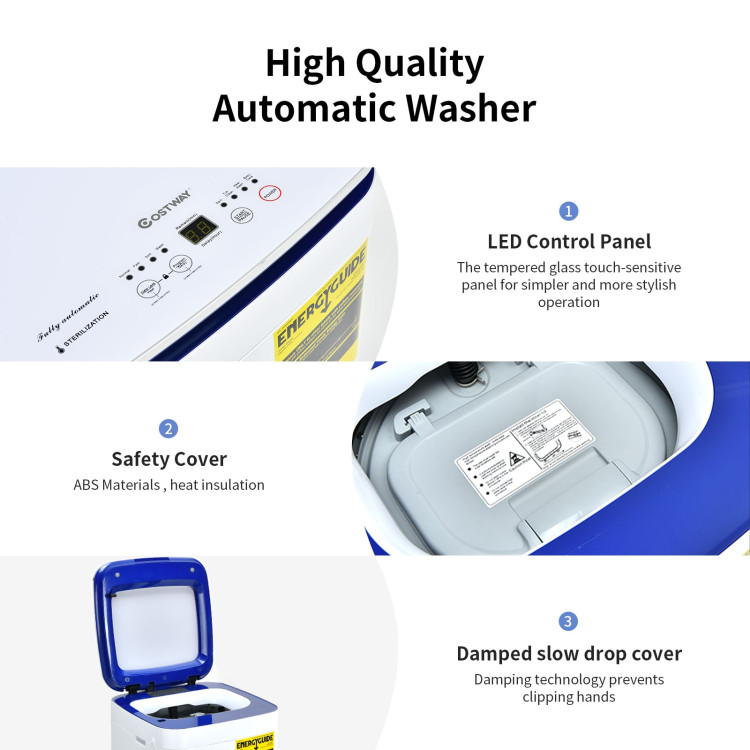 7.7 lbs Compact Full Automatic Washing Machine with Heating Function PumpCostway Gallery View 14 of 14