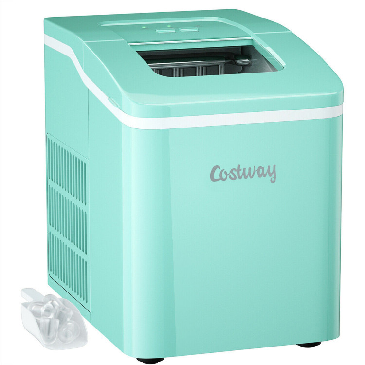 Costway Portable Ice Maker Machine Countertop 26lbs/24h Self-cleaning W/  Scoop Silver\green : Target