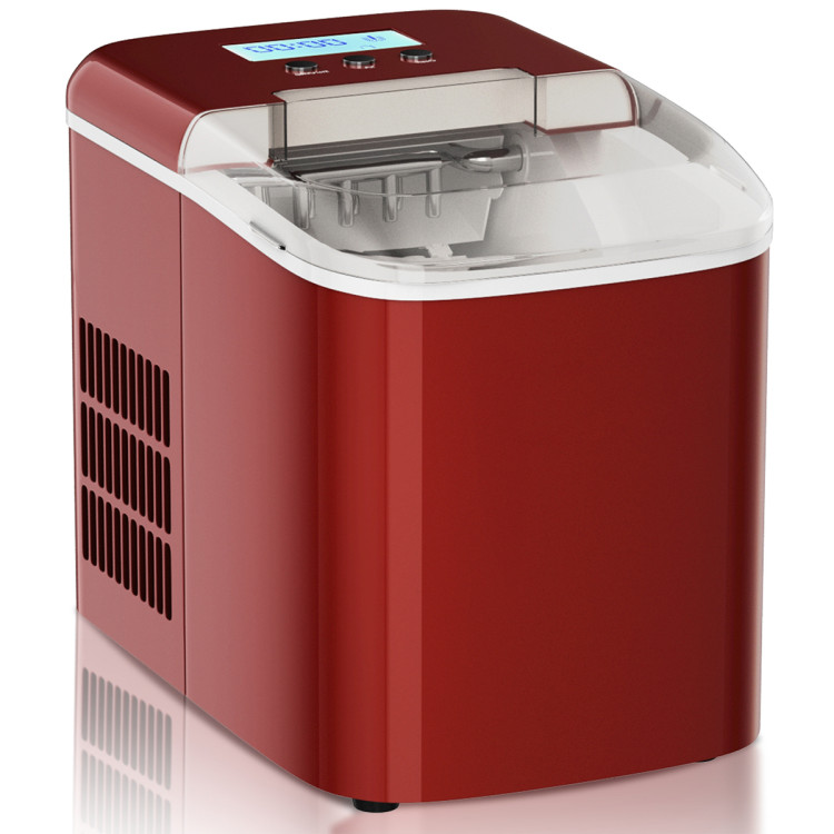 Costway 10 in. W 26 lbs. Portable Ice Maker with LCD Display and Ice Scoop  in Red BXDG34-A0RE - The Home Depot