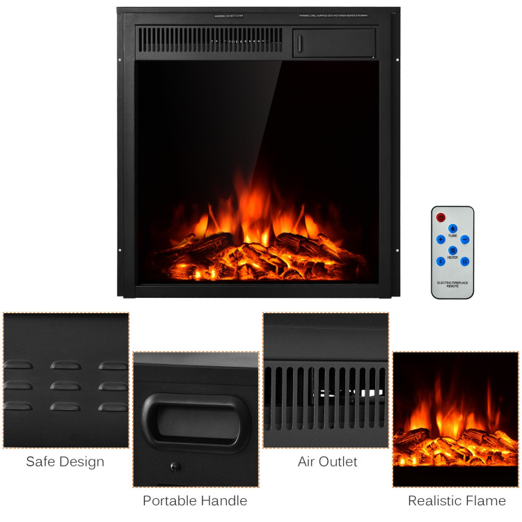 22.5 Inch Electric Fireplace Insert Freestanding and Recessed HeaterCostway Gallery View 11 of 12