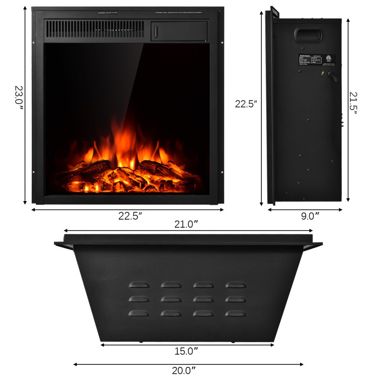 22.5 Inch Electric Fireplace Insert Freestanding and Recessed HeaterCostway Gallery View 5 of 12