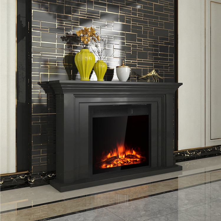 22.5 Inch Electric Fireplace Insert Freestanding and Recessed HeaterCostway Gallery View 7 of 12