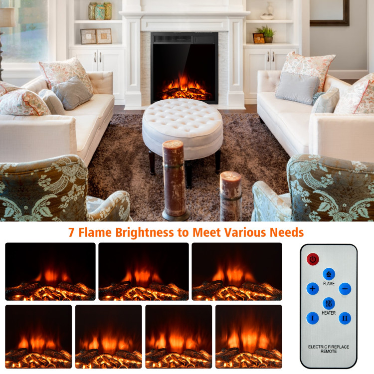 22.5 Inch Electric Fireplace Insert Freestanding and Recessed HeaterCostway Gallery View 12 of 12