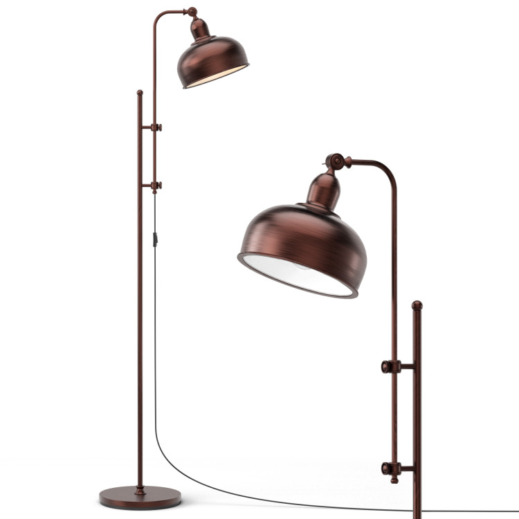 Industrial Floor Standing Pole Lamp with Adjustable Lamp HeadCostway Gallery View 9 of 12