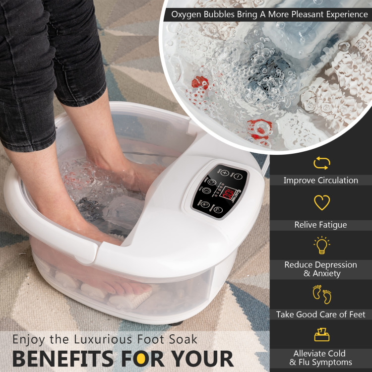 Foot Spa Tub with Bubbles and Electric Massage Rollers for Home Use-WhiteCostway Gallery View 6 of 10