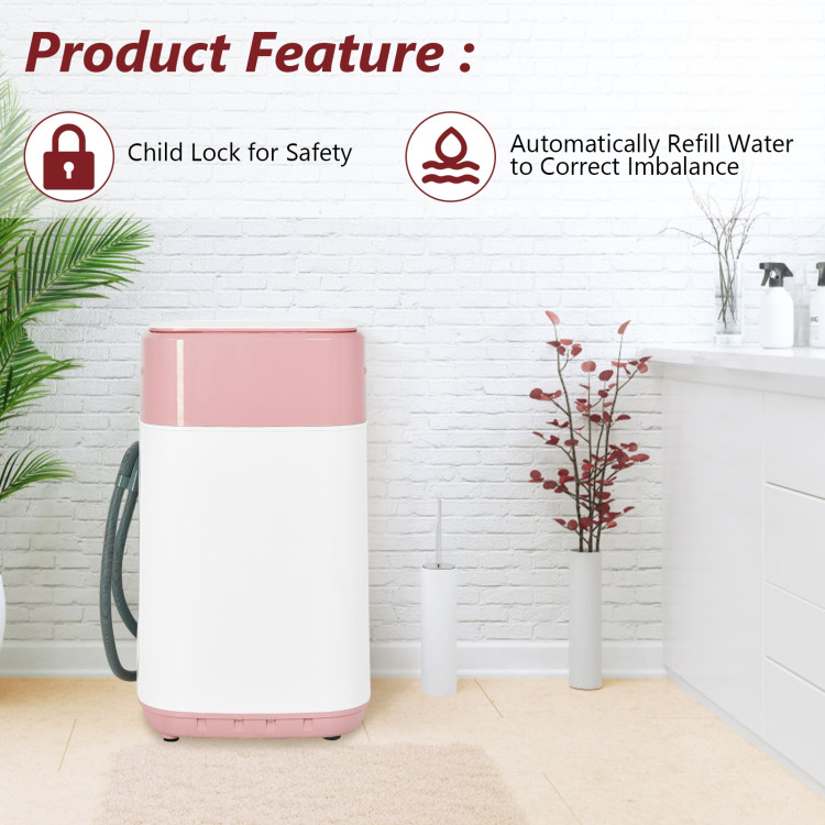 8lbs Portable Fully Automatic Washing Machine with Drain Pump-PinkCostway Gallery View 2 of 14
