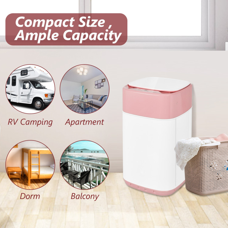 8lbs Portable Fully Automatic Washing Machine with Drain Pump-PinkCostway Gallery View 8 of 14