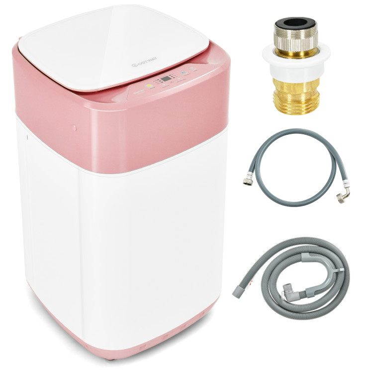8lbs Portable Fully Automatic Washing Machine with Drain Pump-PinkCostway Gallery View 10 of 14