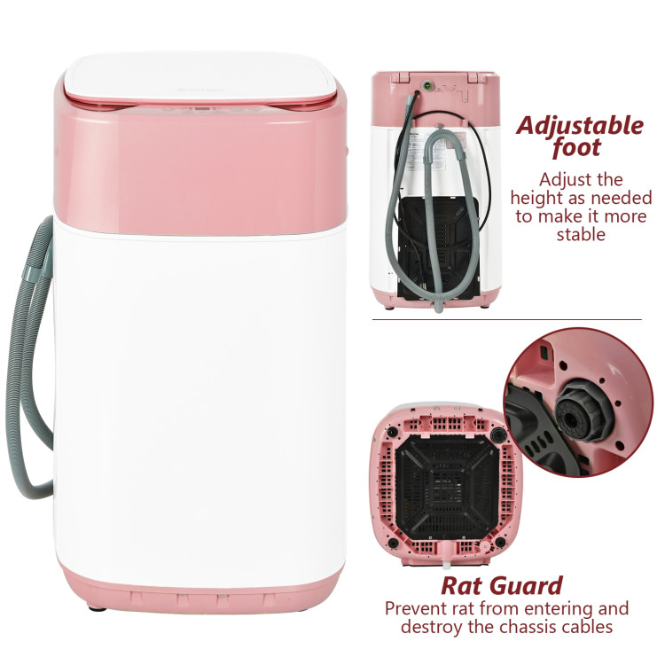 8lbs Portable Fully Automatic Washing Machine with Drain Pump-PinkCostway Gallery View 11 of 14