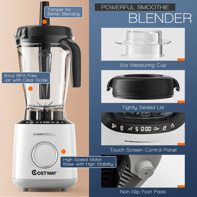 1500W Countertop Smoothies Blender with 10 Speed and 6 Pre-Setting ProgramsCostway Gallery View 12 of 12