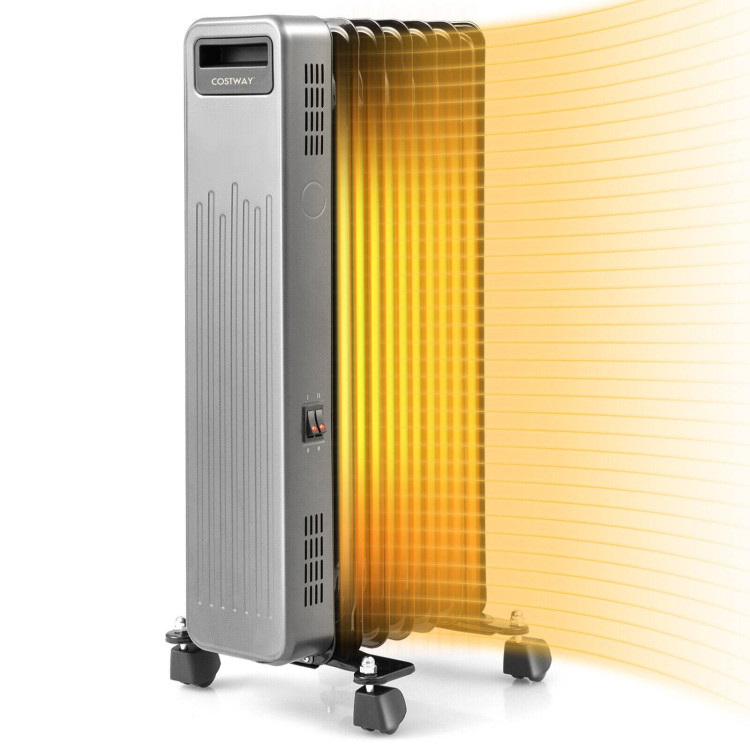 1500W Portable Oil-Filled Radiator Heater for Home and Office-BlackCostway Gallery View 1 of 10
