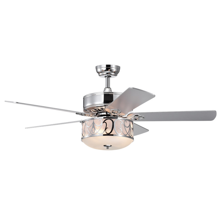 52 Inch Ceiling Fan with Light Reversible Blade and Adjustable Speed-SilverCostway Gallery View 3 of 12