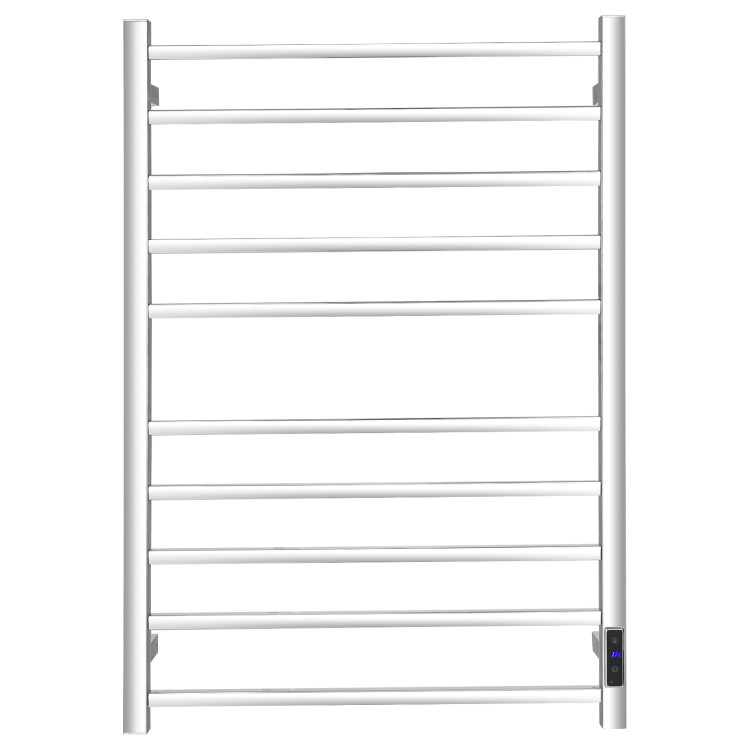 10 Bar Towel Warmer Wall Mounted Electric Heated Towel Rack with Built-in Timer-SilverCostway Gallery View 4 of 12