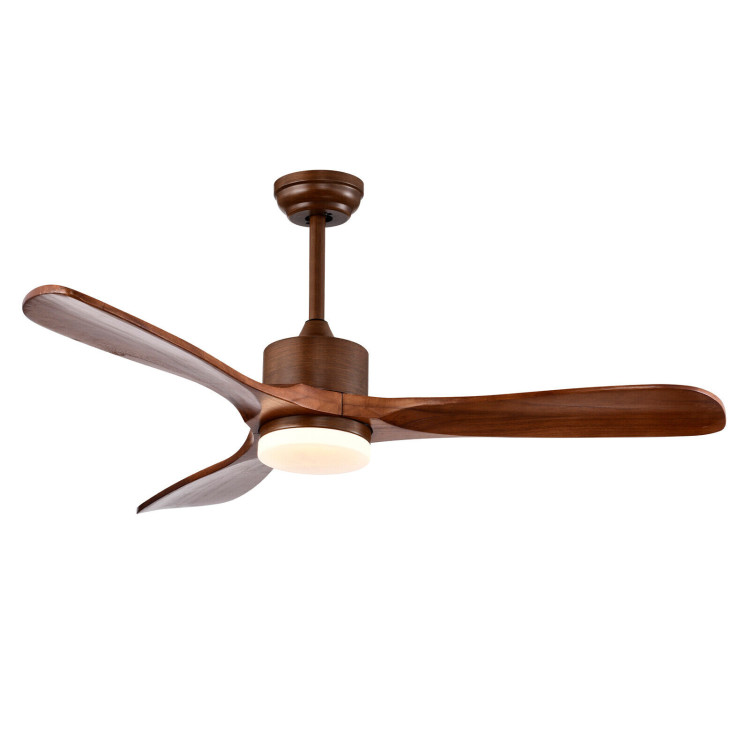 52 Inch Reversible Ceiling Fan with LED Light and Adjustable Temperature-BrownCostway Gallery View 1 of 10