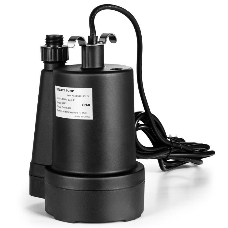 1/3HP 2400GPH Submersible Utility Pump Portable Electric Water Pump with 10 FT CordCostway Gallery View 6 of 11