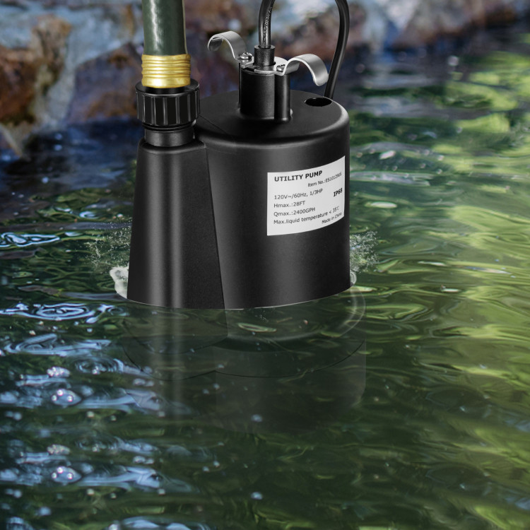 1/3HP 2400GPH Submersible Utility Pump Portable Electric Water Pump with 10 FT CordCostway Gallery View 2 of 11