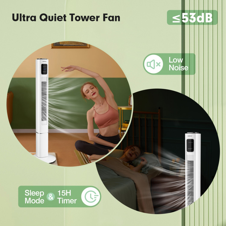 Portable 48 Inch Oscillating Standing Bladeless Tower Fans with 3 Speeds Remote Control-WhiteCostway Gallery View 7 of 11
