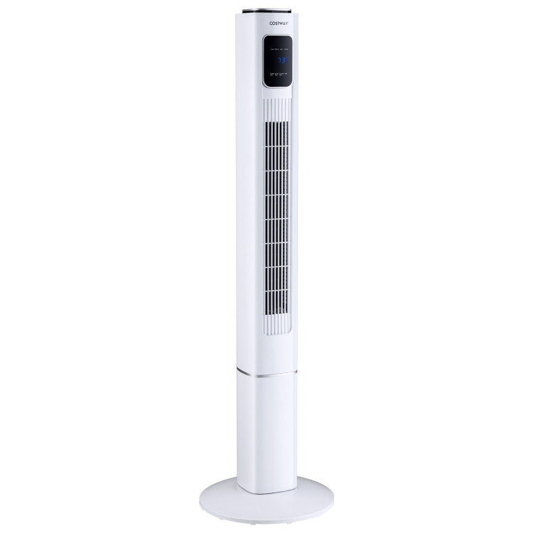 Portable 48 Inch Oscillating Standing Bladeless Tower Fans with 3 Speeds Remote Control-WhiteCostway Gallery View 1 of 11