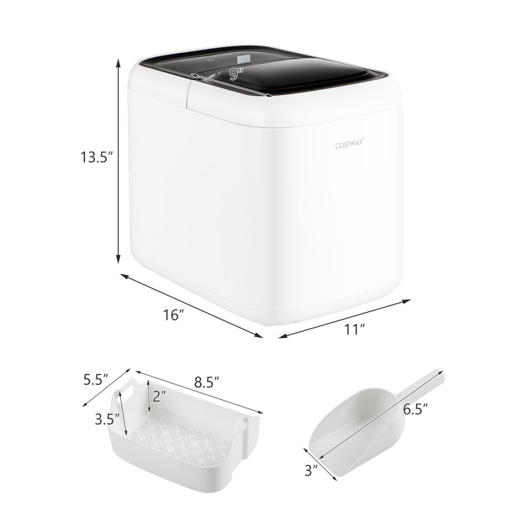 Portable Self-Clean Countertop Ice Maker with Ice Basket and Scoop-WhiteCostway Gallery View 5 of 11