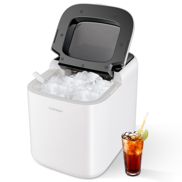 Portable Self-Clean Countertop Ice Maker with Ice Basket and Scoop-WhiteCostway Gallery View 4 of 11
