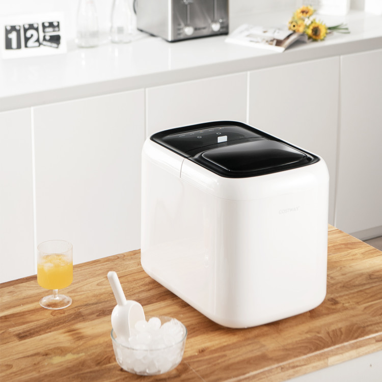 Portable Self-Clean Countertop Ice Maker with Ice Basket and Scoop-WhiteCostway Gallery View 7 of 11