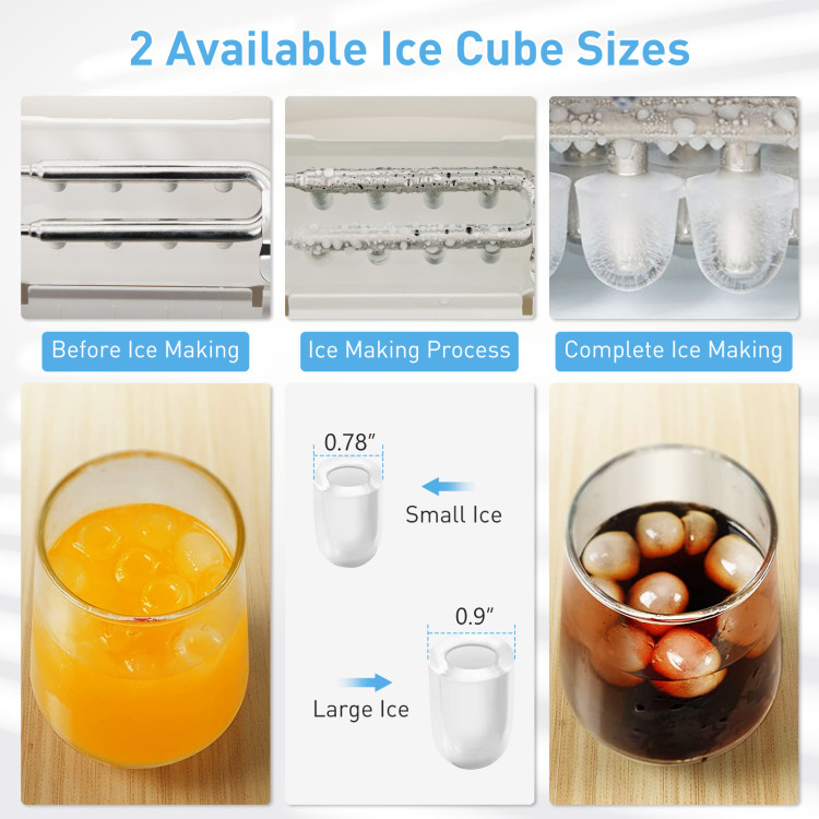 Portable Self-Clean Countertop Ice Maker with Ice Basket and Scoop-WhiteCostway Gallery View 6 of 11
