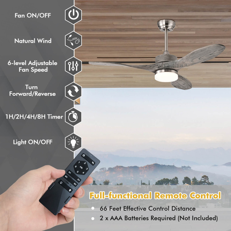 48 Inch Wood Ceiling Fan with LED Lights and 6 Speed LevelsCostway Gallery View 9 of 10
