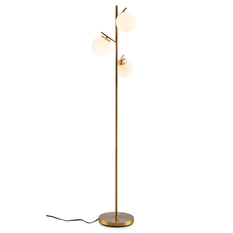3-Globe Floor Lamp with Foot Switch and Bulb Bases-GoldenCostway Gallery View 1 of 12